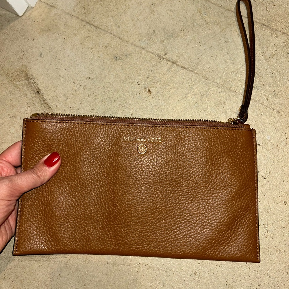 Michael Kors Brown Leather Wristlet